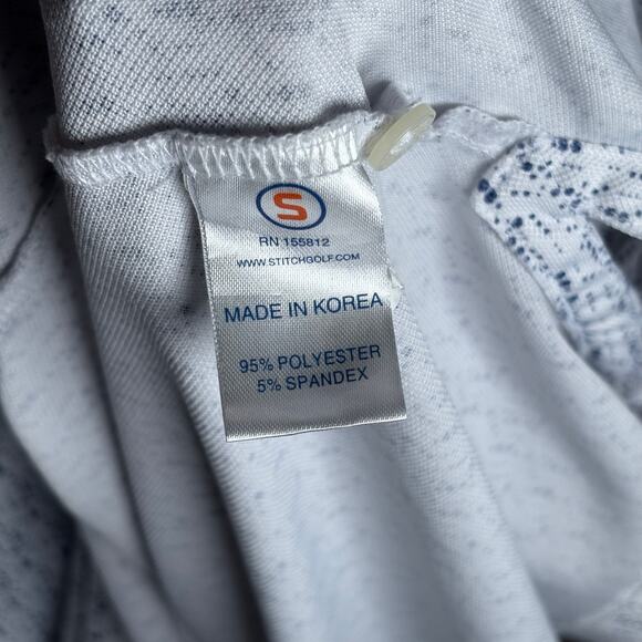 Stitch Golf Polo Shirt 2XL White Patterned 1917 Logo Performance Made in Korea - Picture 6 of 7